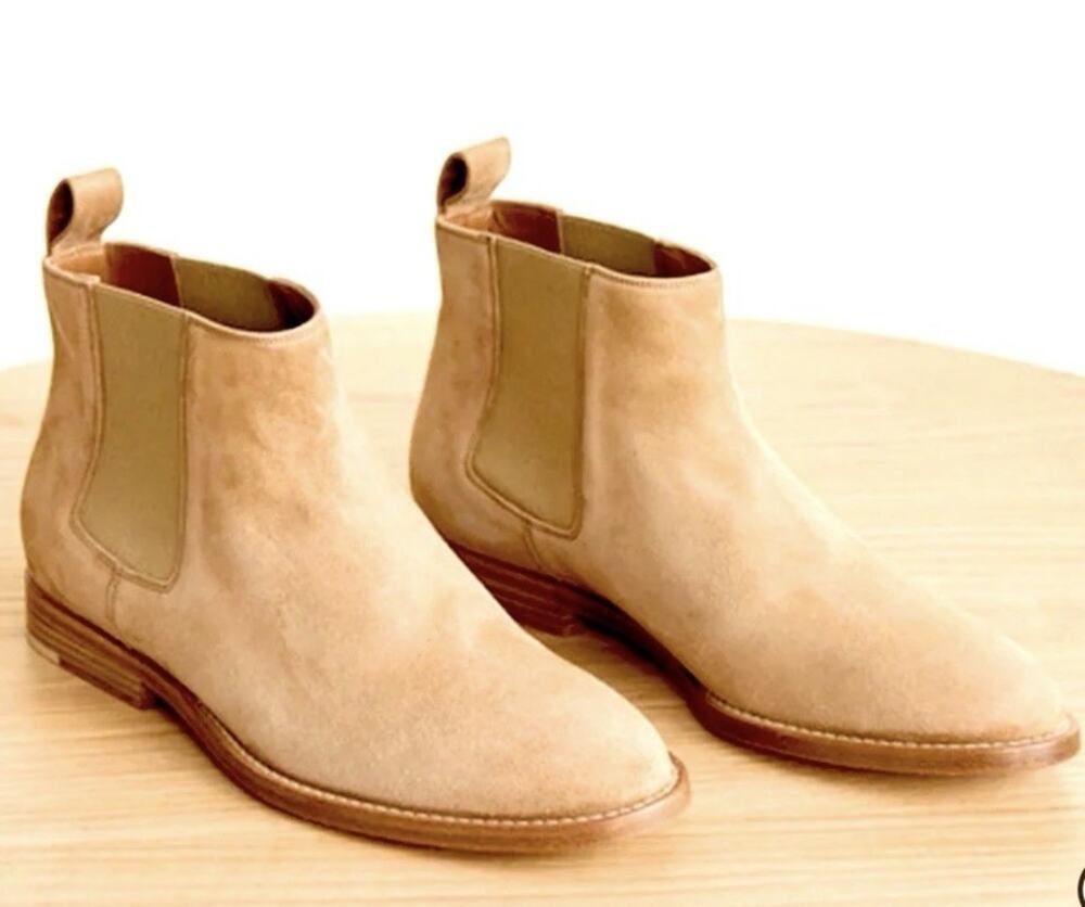 Jenni Kayne suede Chelsea ankle boot size 37 US 7 slip on tan Quite Luxury